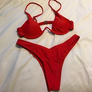 Red High Waist Bikini