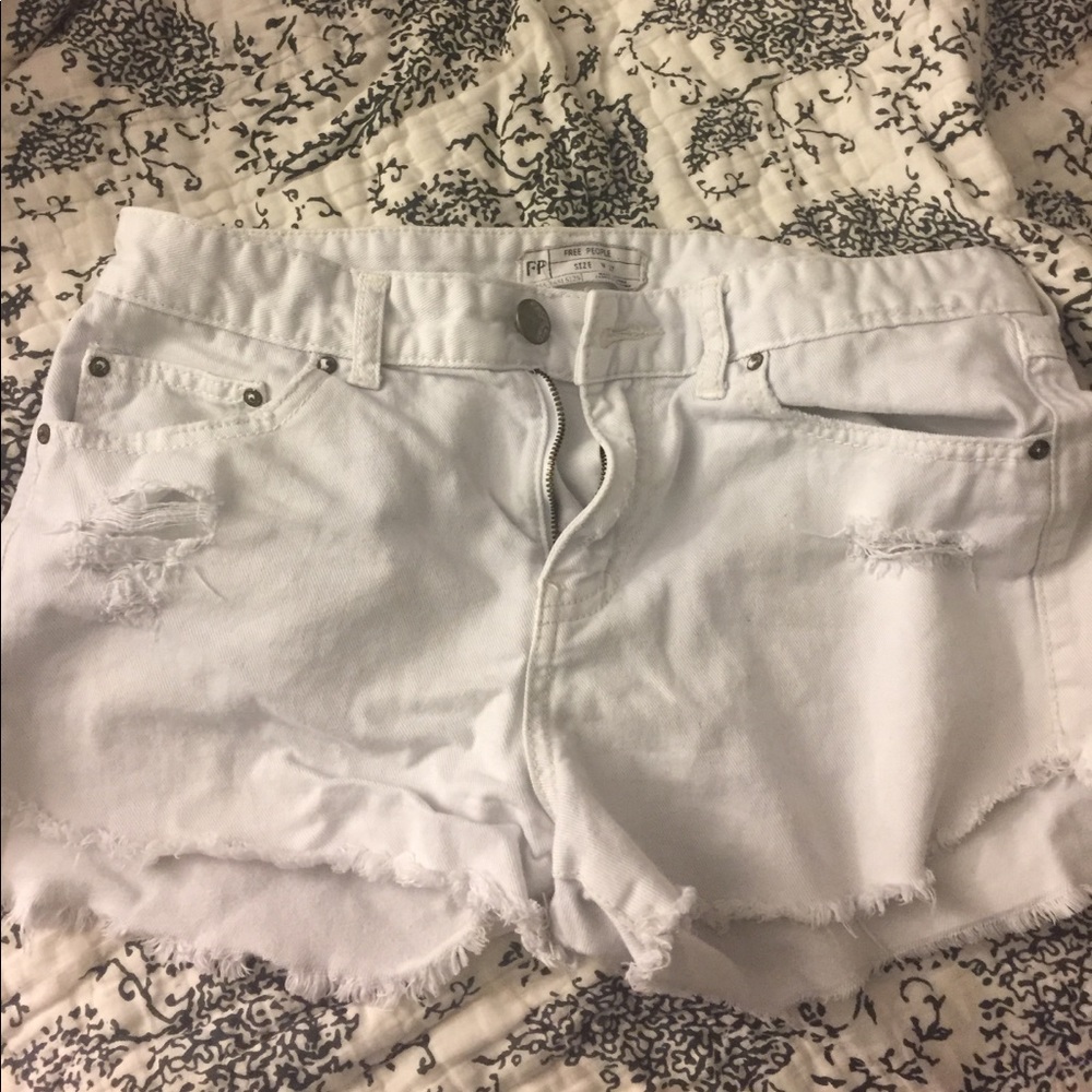 Free people white cut off shorts