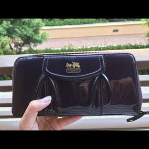 Coach double zip wallet in purple - women's