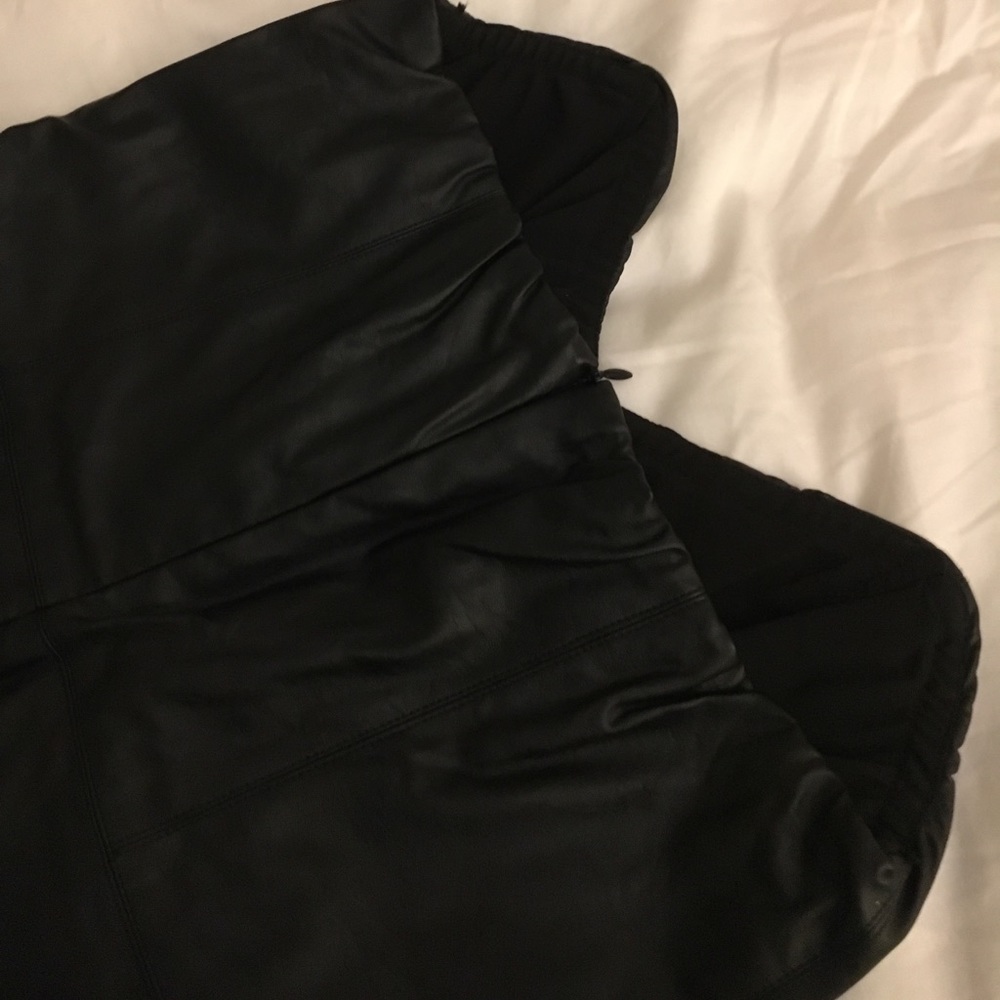 faux leather tube black dress