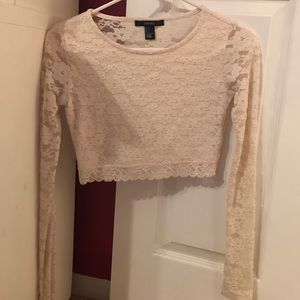 Lace long sleeve crop top