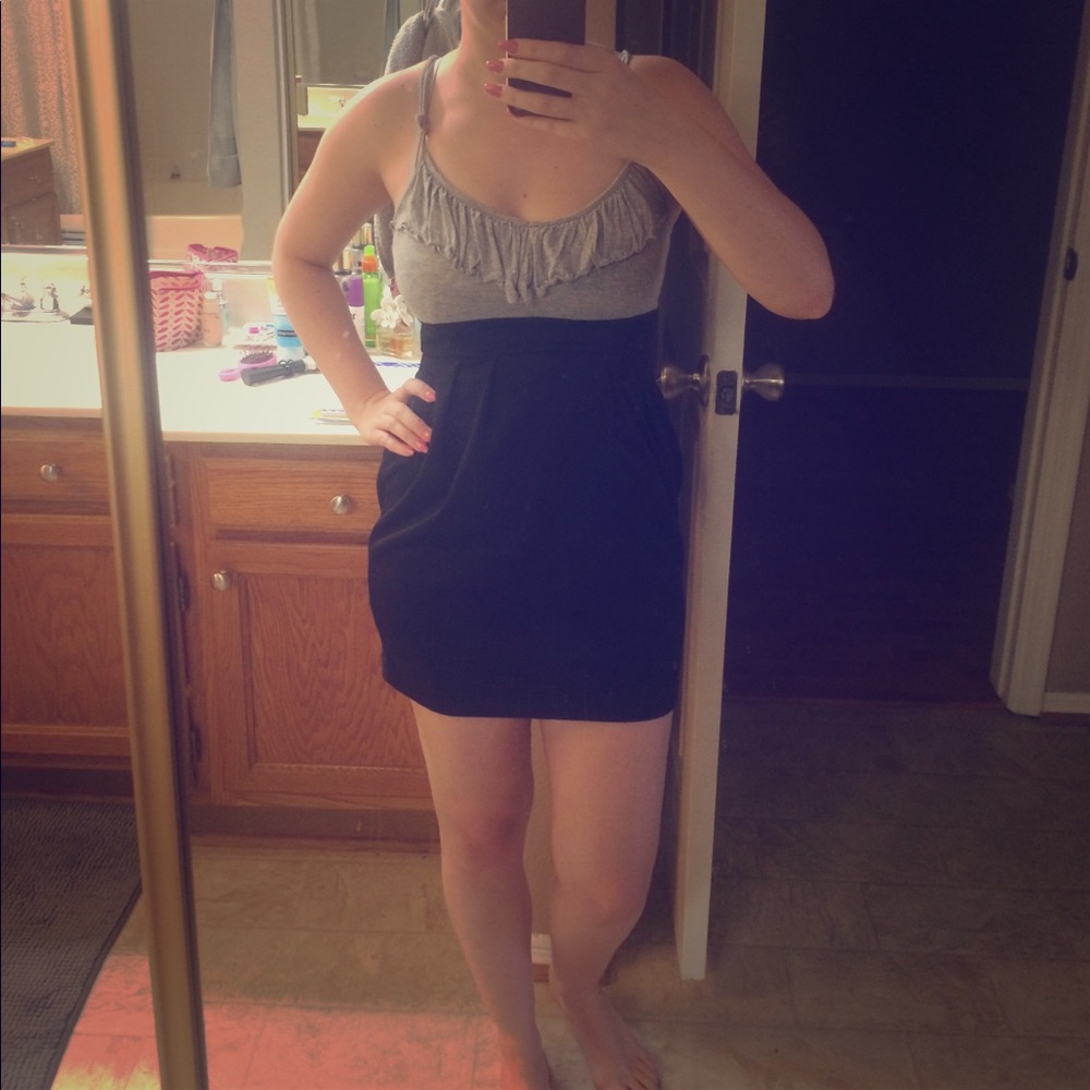 Strappy grey and black dress