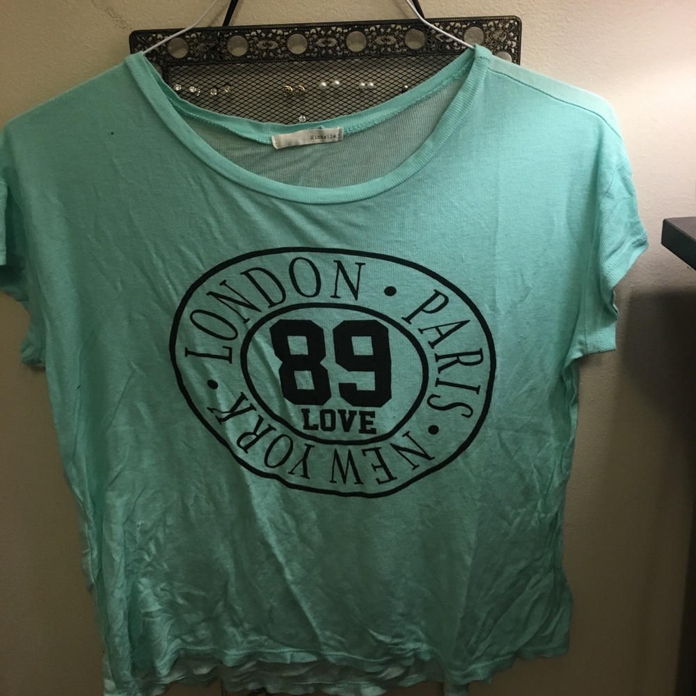 graphic mint green tee