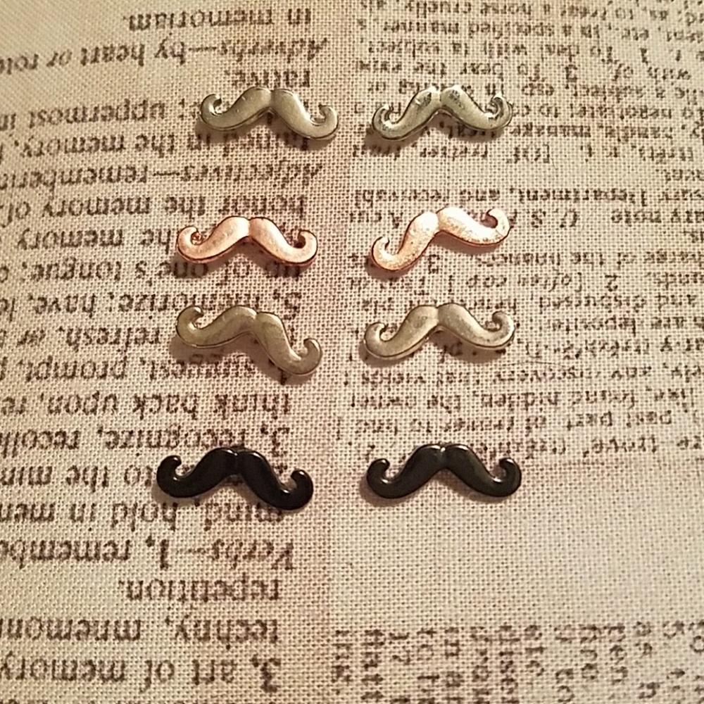 Topshop 4 pairs of mustache earrings