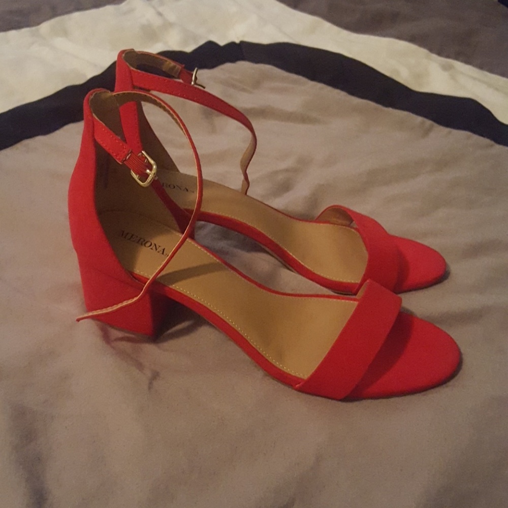Merona red heeled sandals