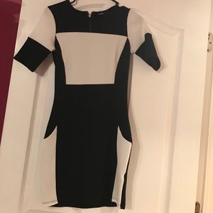 Fitted black and white dress