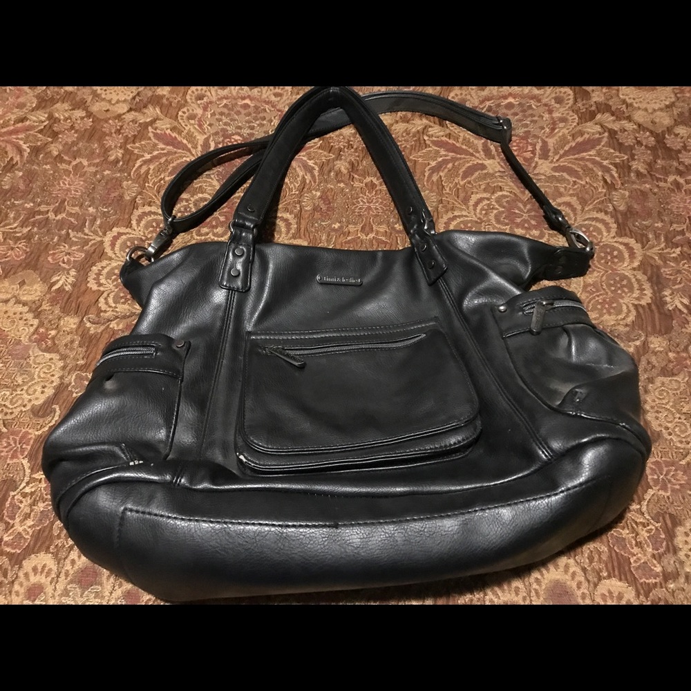 Timi & Leslie black leather diaper bag