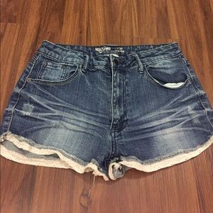 High rise denim shorts