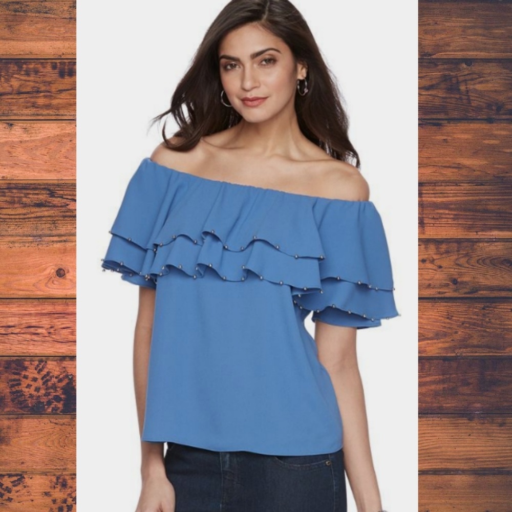 NWT J Lo Off the Shoulder Crepe Top