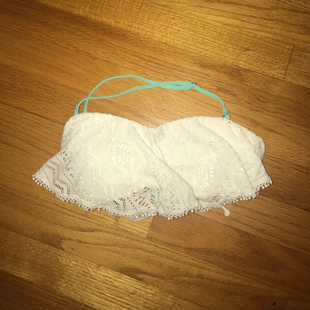 Women's white and teal size small bikini top