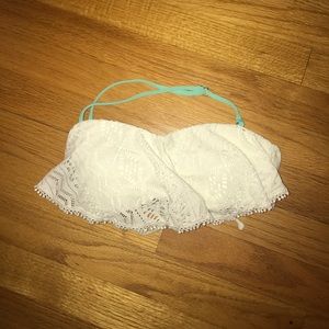 Women's white and teal size small bikini top