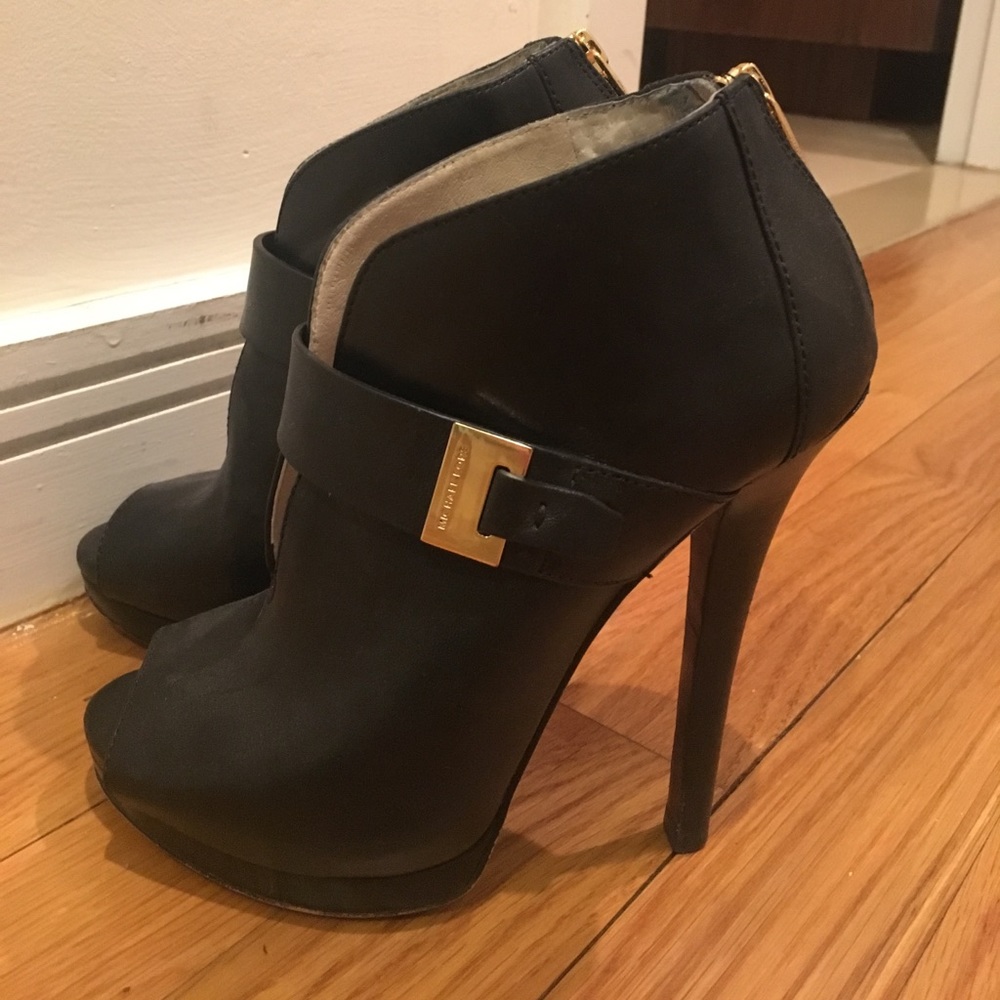 Size 5 Michael Kors Black Peep-toe Booties
