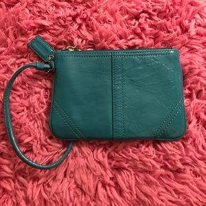Small Teal Coach Wristlet