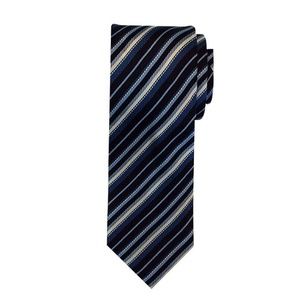 Blue with Black and White Striped Tie