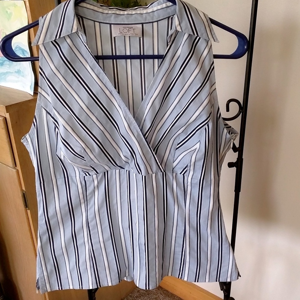 Striped Ann Taylor Loft Petite Stretch Tank
