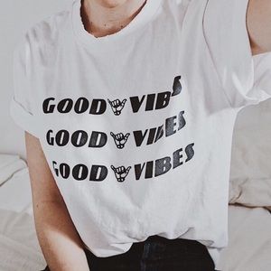 Brandy Melville good vibes graphic tee