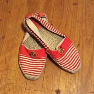 Tory Burch - Beacher Striped Canvas Espadrilles
