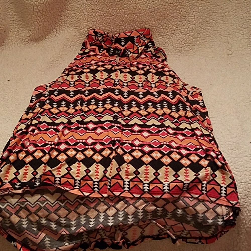 High low button up tank