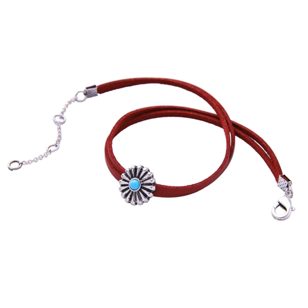 LAST ONE Sexy Red Charm Blue Flower ChokerNecklace
