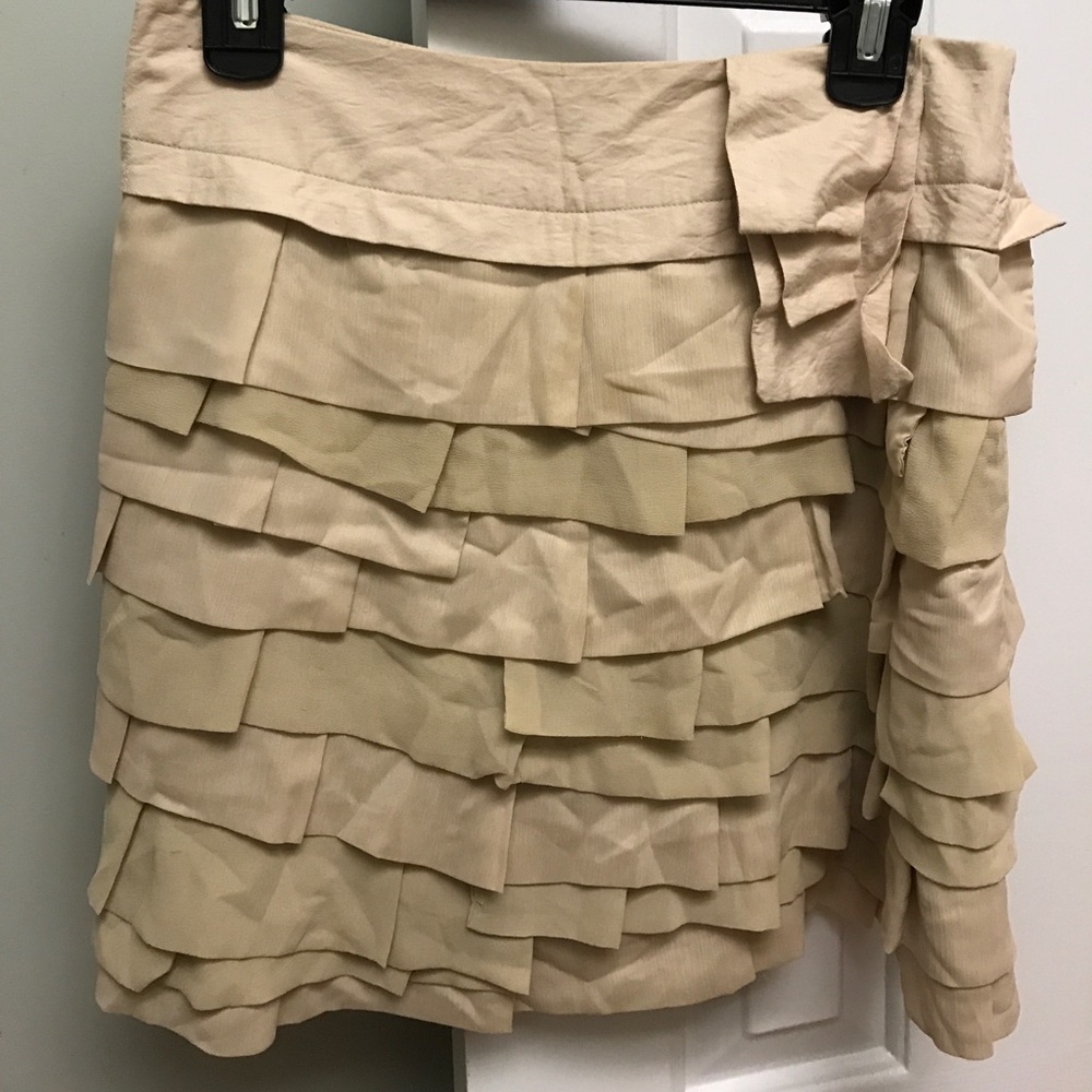 layered linen nude colored skirt