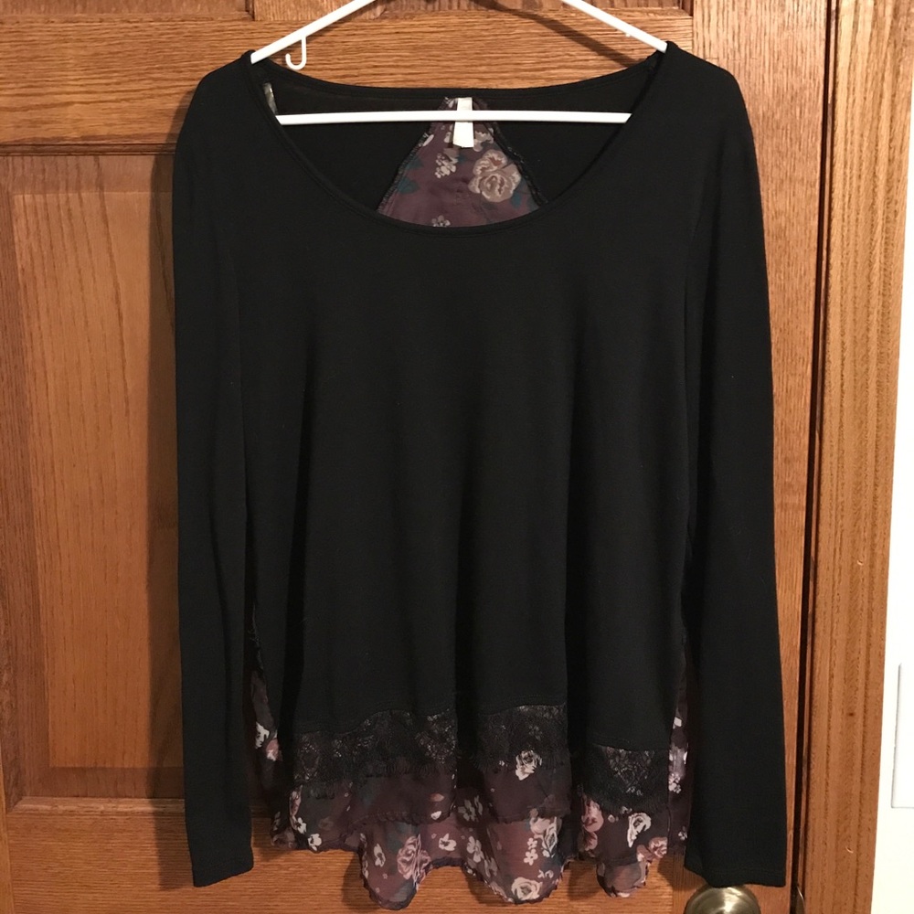 Black and Floral Blouse