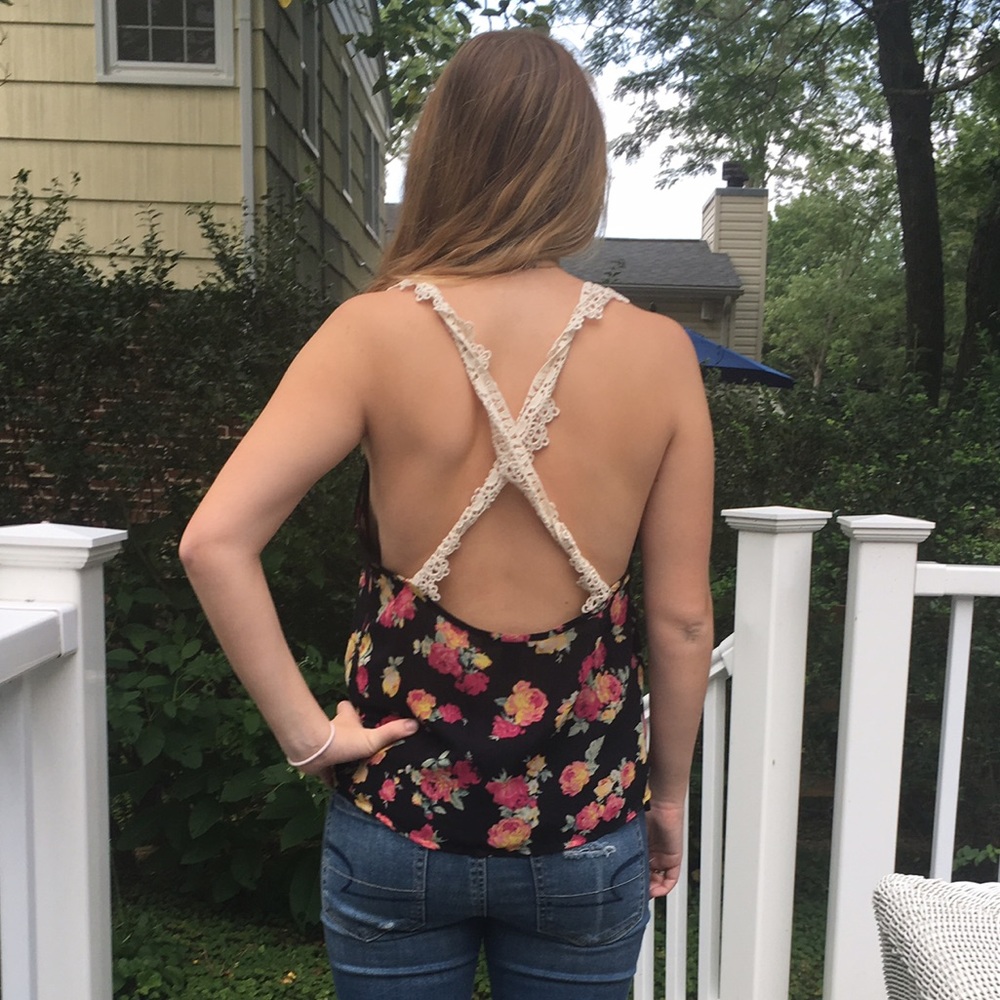 Floral forever 21 cross back top