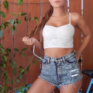 Acid washed high waisted shorts
