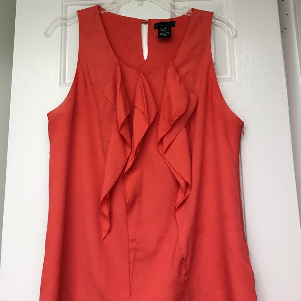 poppy colored linen sleeveless tank