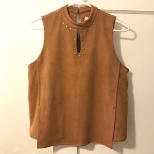 Moon River faux-suede studded top