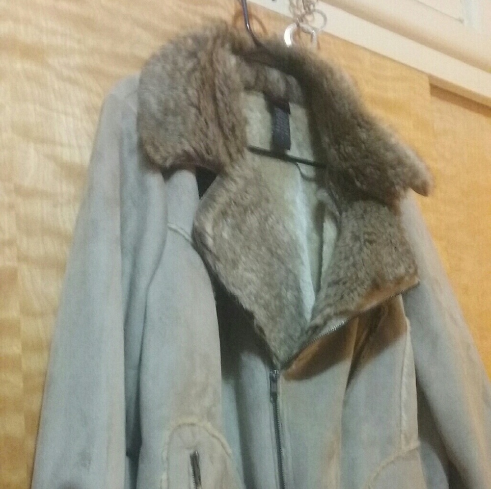 Ladies plus size faux suede jacket