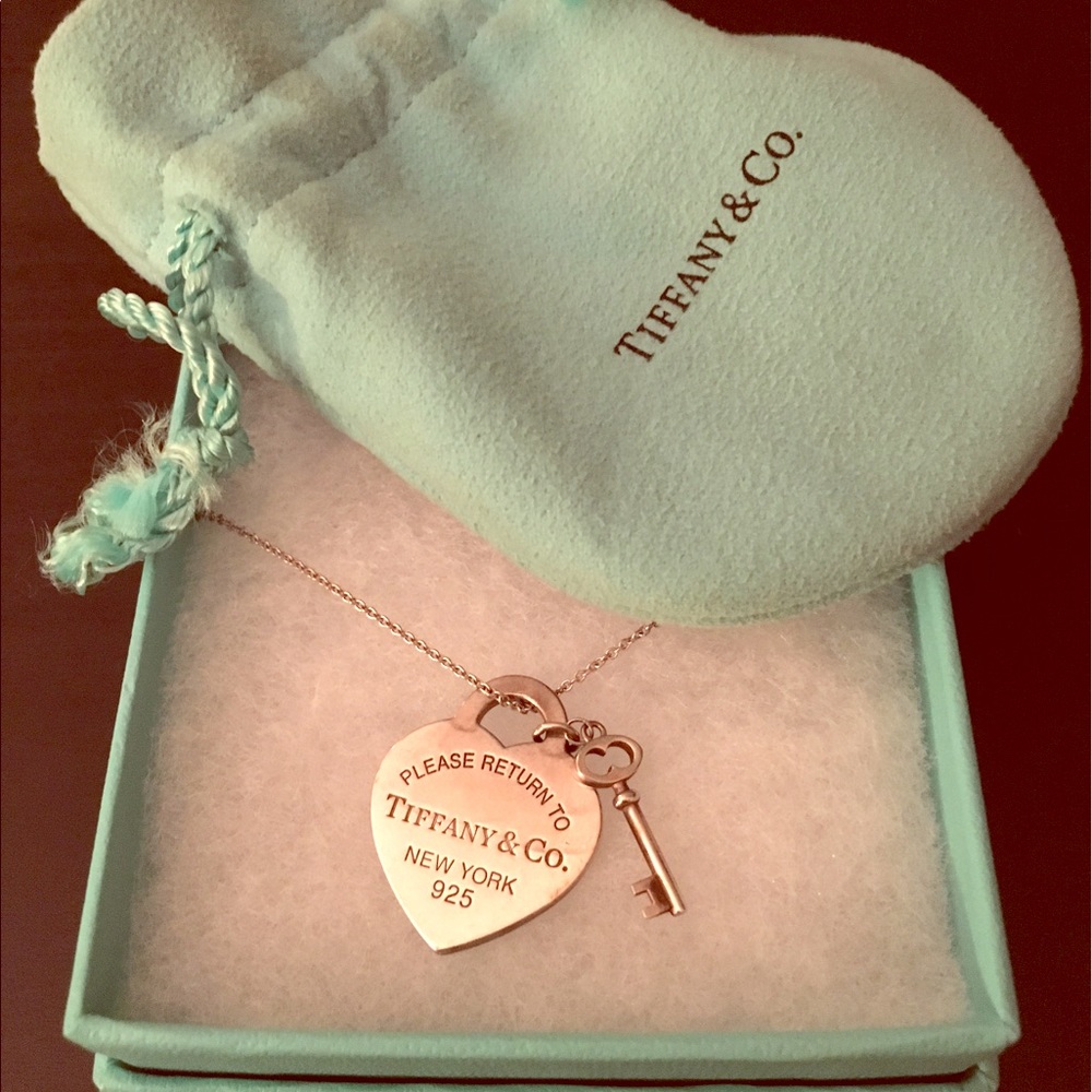 Authentic Tiffany & Co. Heart Tag & Key Necklace.
