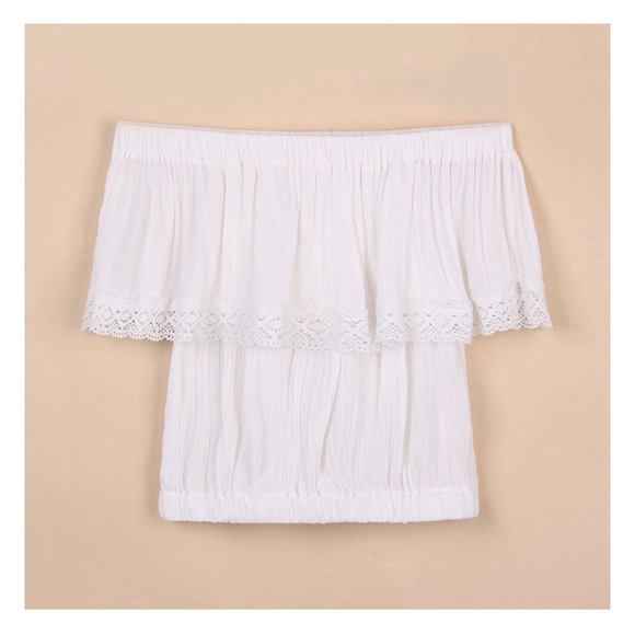 🆕 Lace Off Shoulder Blouse Crop Top - Picture 4 of 5