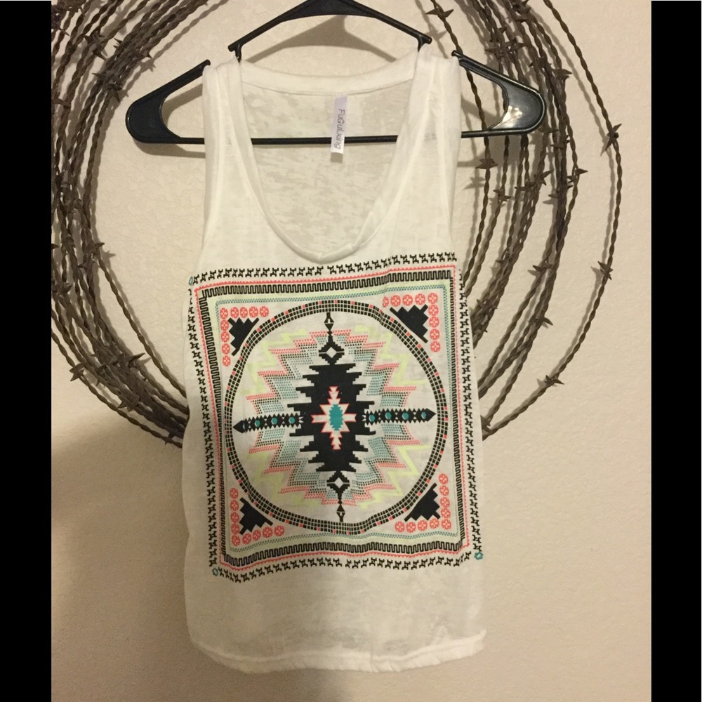 Aztec print burnout tank top