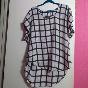 Checkered Black and White Blouse