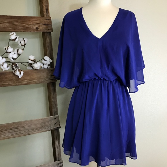 Royal Blue Flutter Sleeve Dress