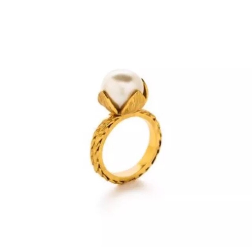 Julie Vos Gold Plated Pearl Ring