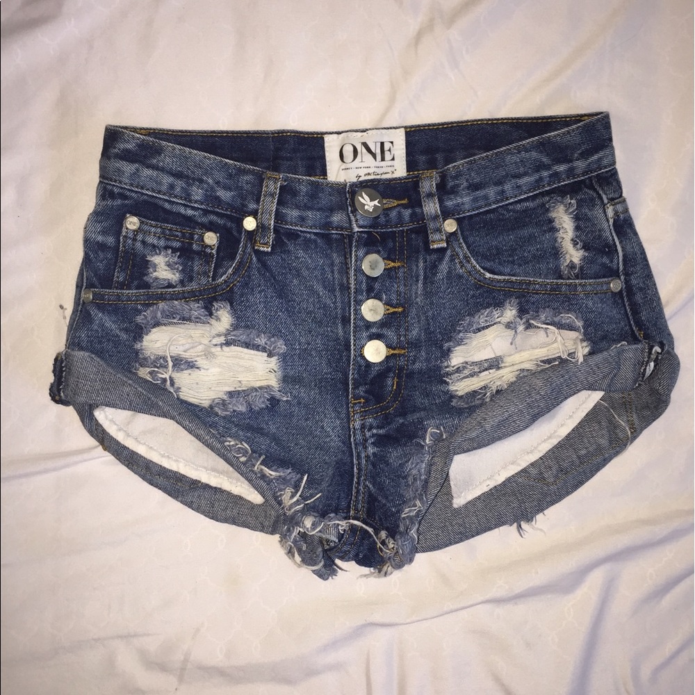 One Teaspoon High Waisted Bandits Denim Shorts