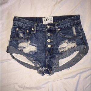 One Teaspoon High Waisted Bandits Denim Shorts