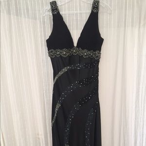 Beautiful Black Beaded Evening Gown