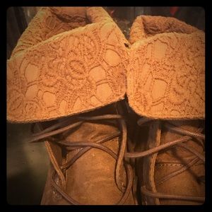 Brown Lace Trim Booties
