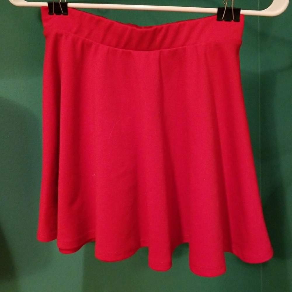 Red Stretchy Skater Skirt