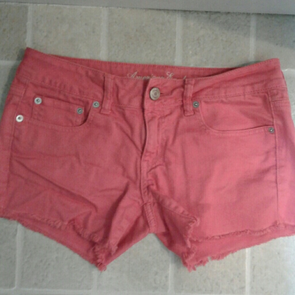 American Eagle pink denim shorts