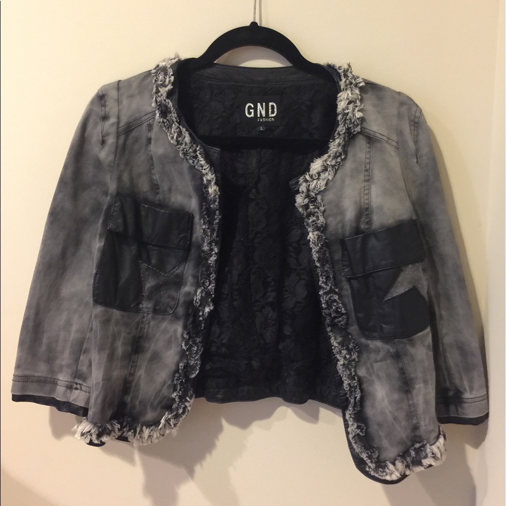 Acid washed grey cropped blazer