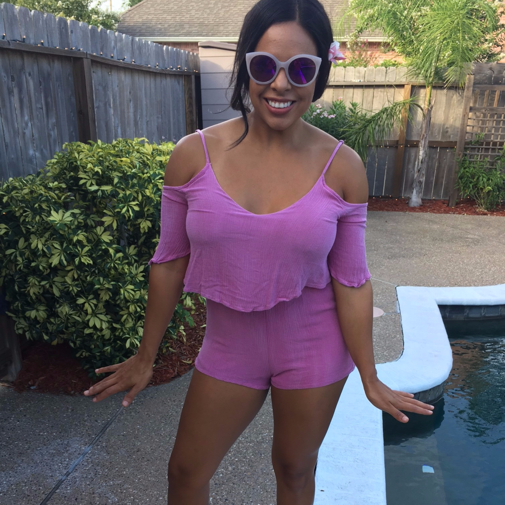 See You Monday Pink Romper in Small