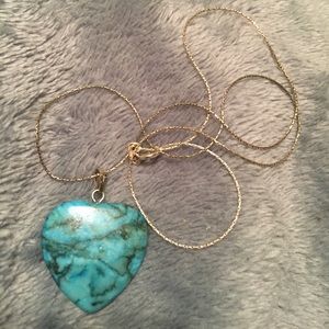 Faux turquoise heart necklace