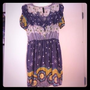 Short sleeve silk & cotton dress