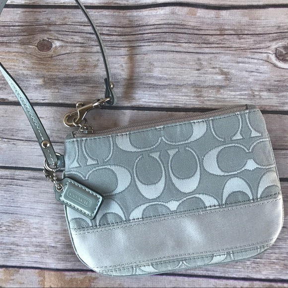 Coach Handbags - Gray Coach Fabric Logo Wristlet