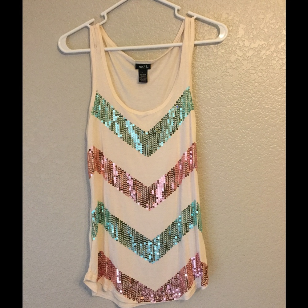 SOLD!!! Sequined chevron tank top
