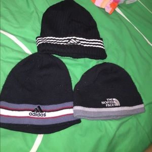 3 winter hats. (adidas/northface)