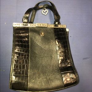 Brighton black leather tote purse 12x10x5